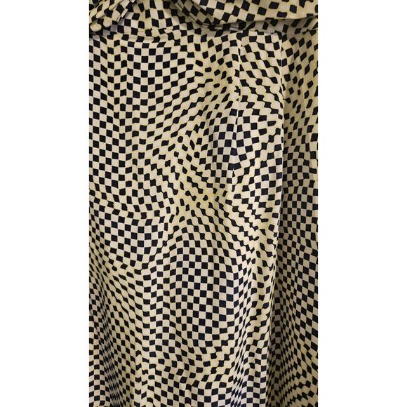 Nanette Lepore Silk All Wrapped Up Dress Navy Yellow Distorted Check Size 2 - Picture 7 of 8